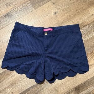 Lilly Pulitzer Navy Scalloped Hem Shorts
